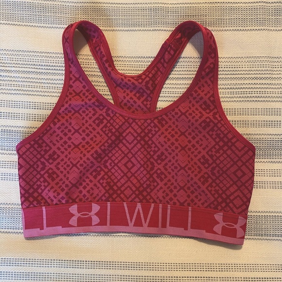 Under Armour I Will Racerback Sports Bra Pink Scoop Neck - Picture 1 of 7